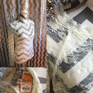 MUDD NWT lace long sleeve shirt